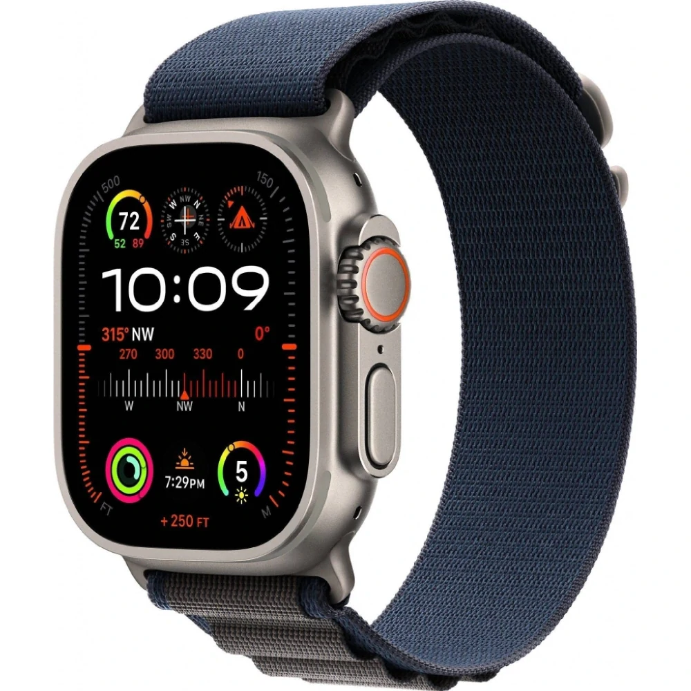 Apple Watch Ultra 2 49mm titanové pouzdro s modrým alpským tahem S MREK3CS/A