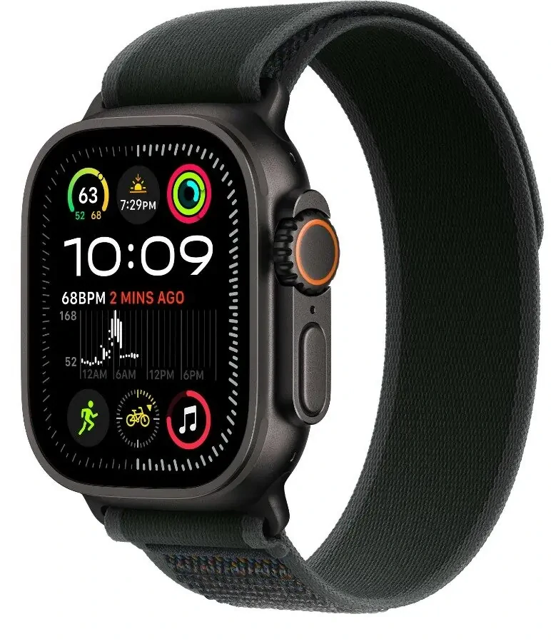 Apple Watch Ultra 2 49mm černý titan s černým trailovým tahem M/L